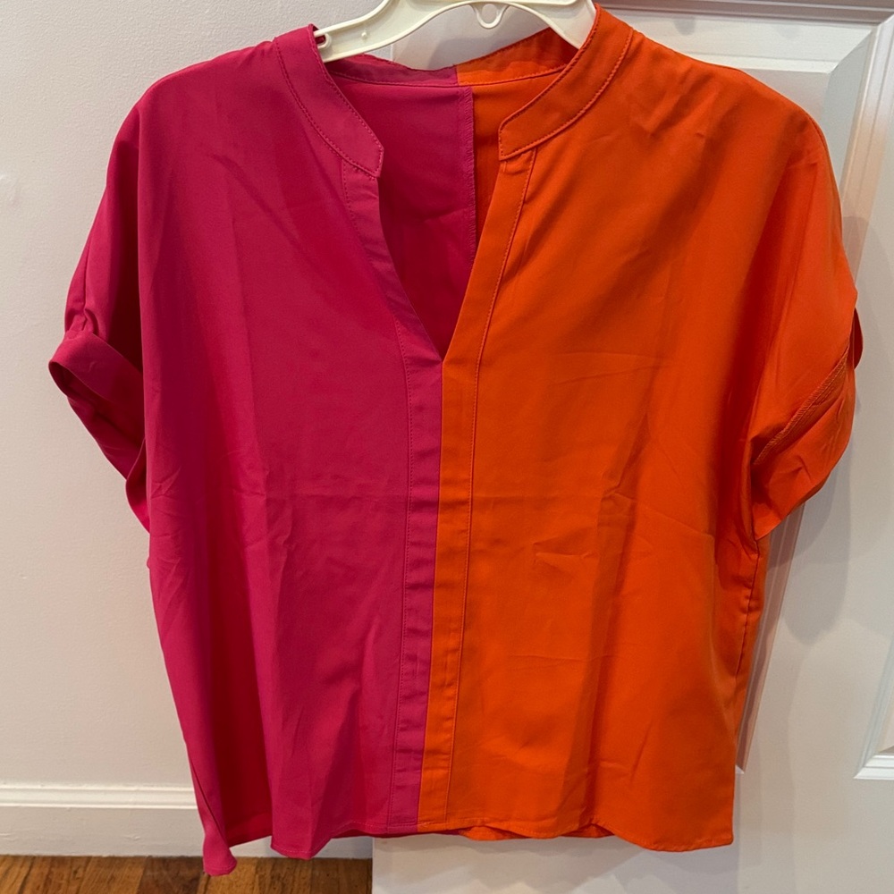 SHEIN Two-Tone Pink and Orange Blouse